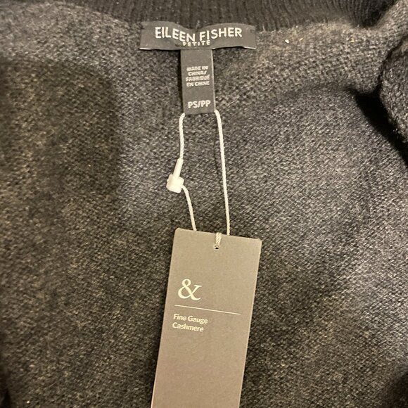 NWT New Eileen Fisher 100 Cashmere Buttery Gray Drape Front Cardigan Size PP/PS - Picture 6 of 8